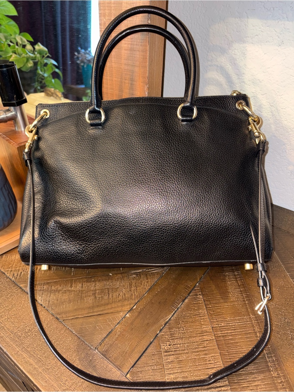 Coach Black Pebbled Leather Satchel with Gold Hardware and Strap - Picture 5 of 11